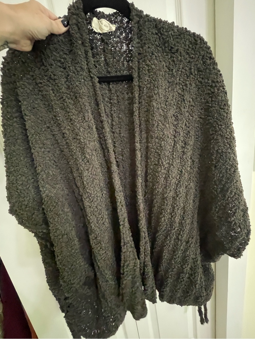 Mia Joy from Joyfolie Cozy Open-Front Cardigan Sweater - Dark Gray